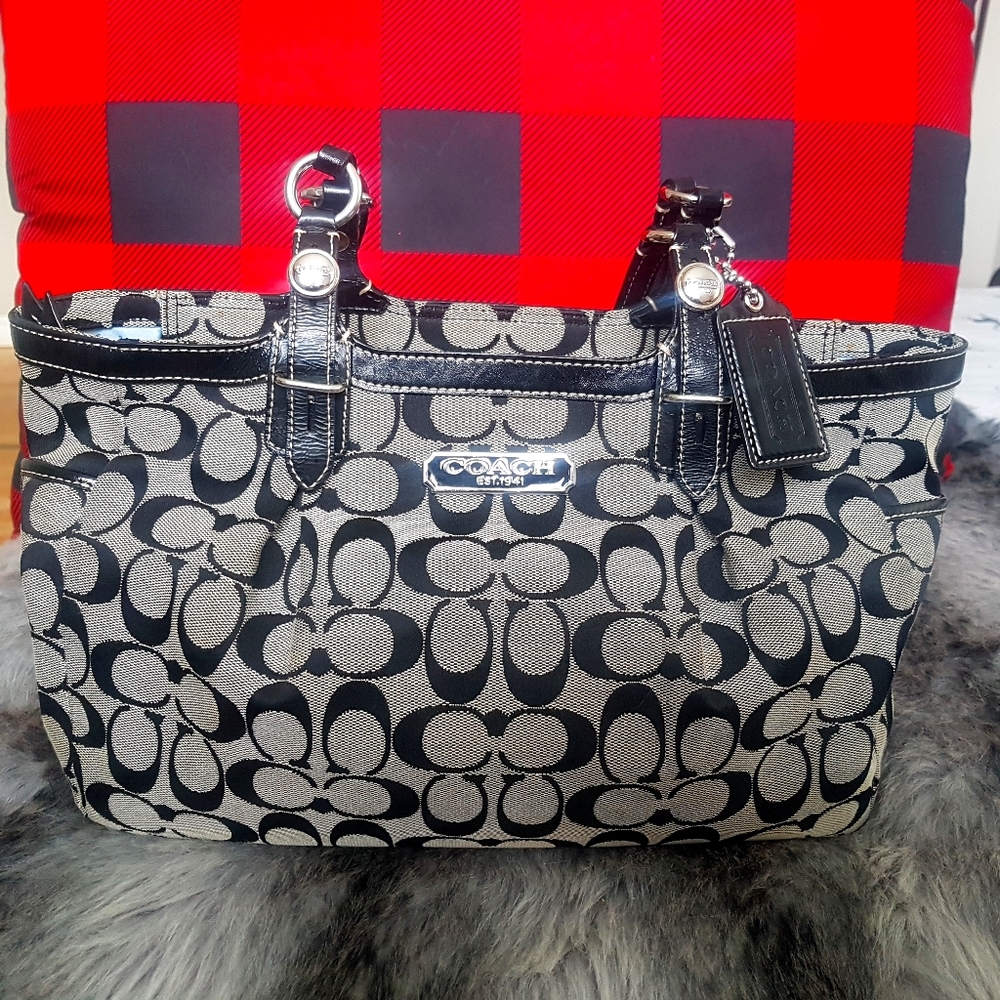 Coach F16561 Signature Gallery Tote Khaki & Bl